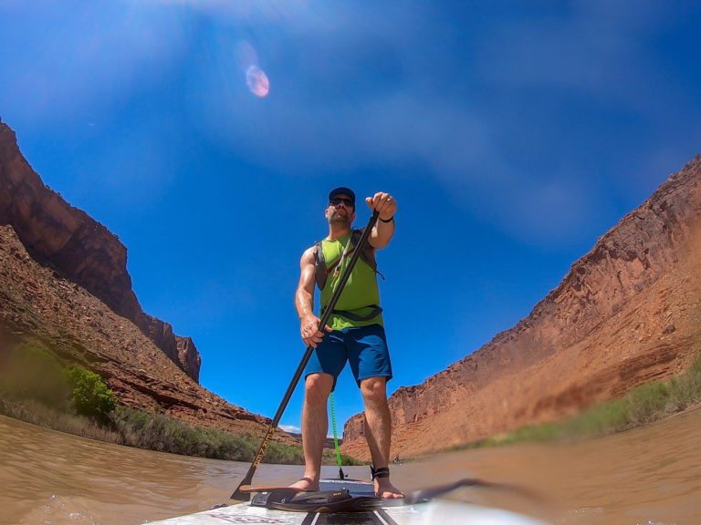 ivan paddling in canyon